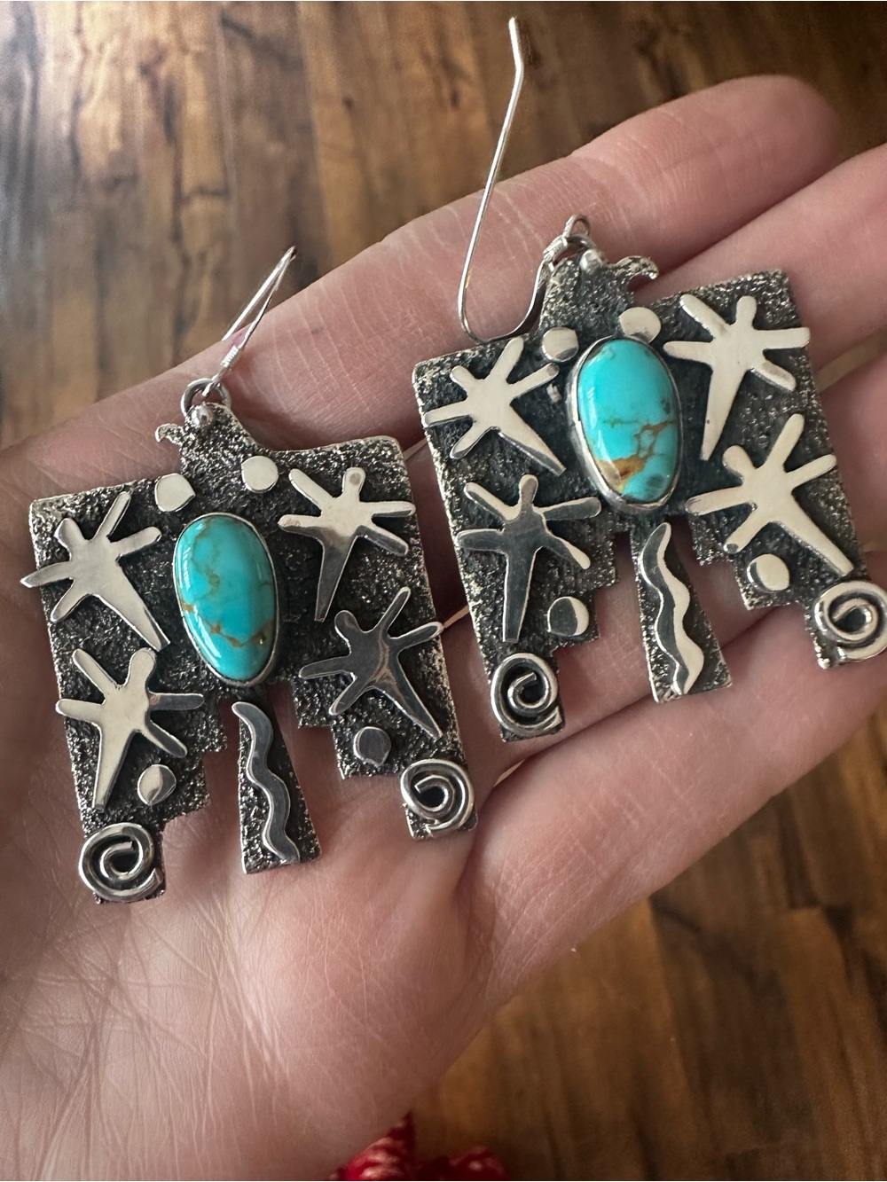 Alex Sanchez Sonoran Gold Turquoise and sterling silver Thunderbird Earrings